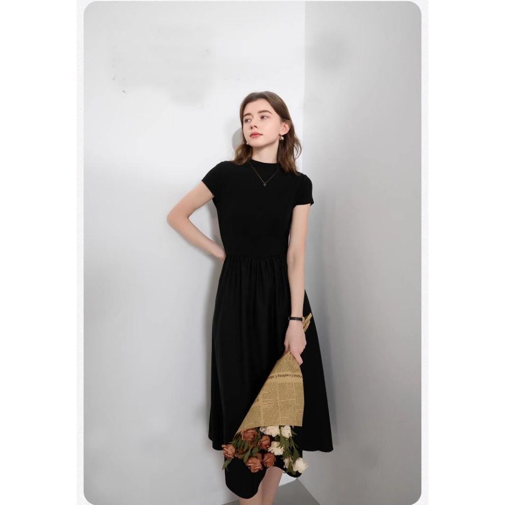 recommended gaun hitam bergaya prancis/dress hitam korean style long jumbo 80kg/panjang gaun tinggi 