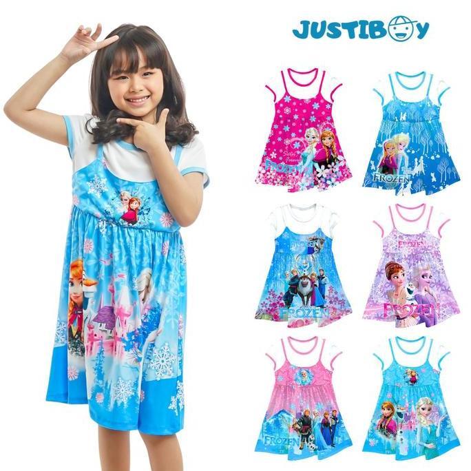 Daster Anak Perempuan Gambar Frozen Full Printing Umur 4 - 9 Tahun