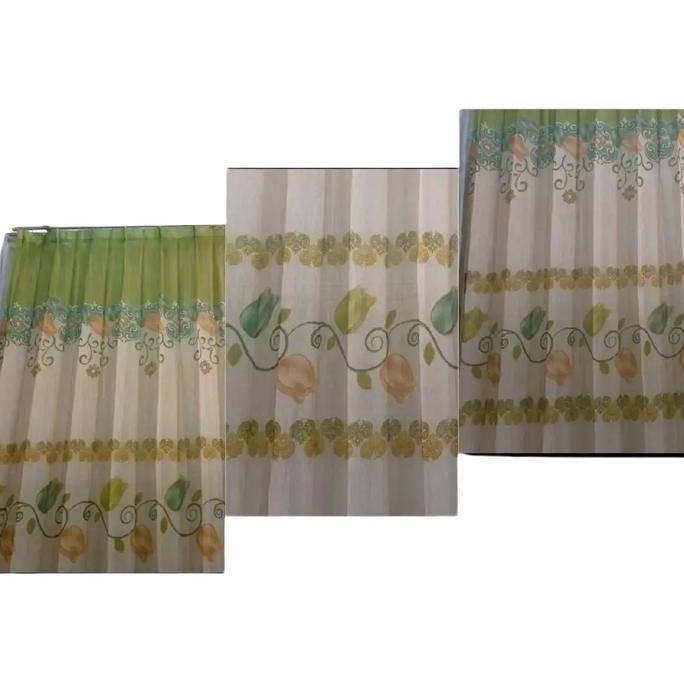 Vitrase motif bunga teratai Hijau//Daleman gorden jendela//lapisan gordeng Blackout Kain