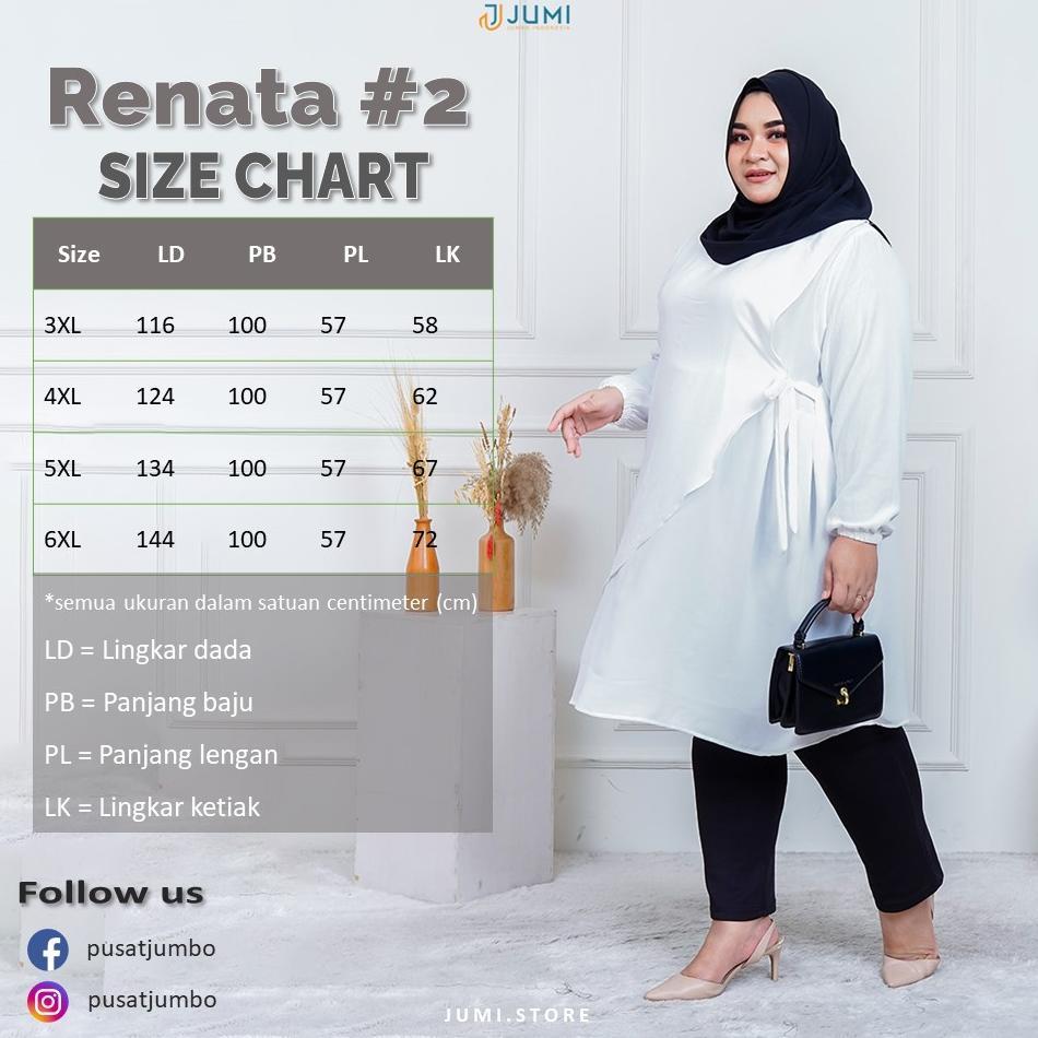 HOT Tunik Jumbo Polos Premium LD 116, 124, 134 & 144 cm | Baju Kuliah & Kerja | Renata Tunik 2026