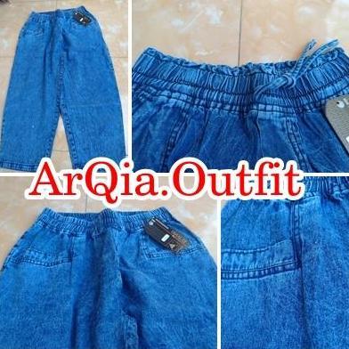 PR0M0 CELANA KOREA JEANS WANITA MODEL TERBRU UKURA ALL SIZE PANJANG 7/9 PINGGANG KARET DAN SUPER JUM
