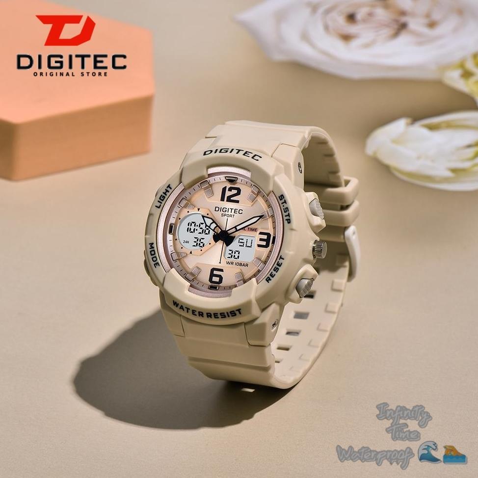 READY STOCK Jam Tangan Cewek Digitec DG4120T 4120 Analog Digital Dualtime Strap Rubber Kualitas Orig