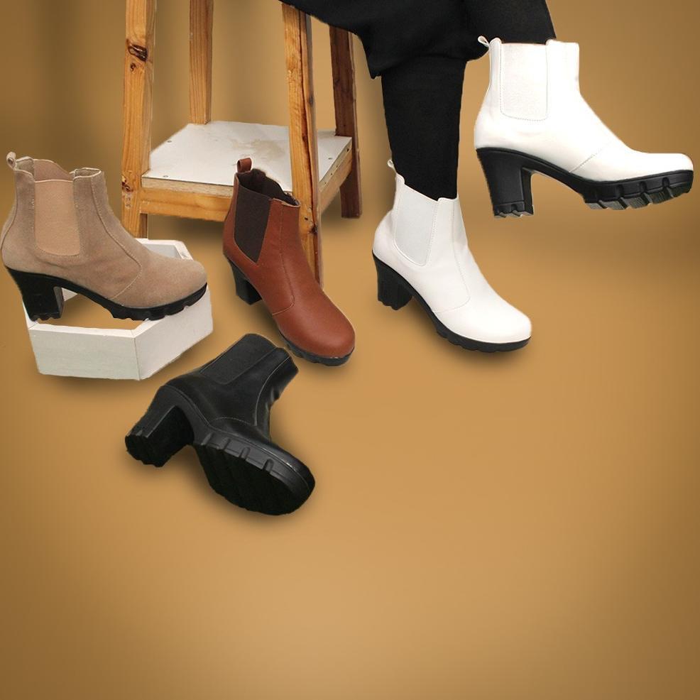 SUPER DEAL Hertz - Sepatu Boots Wanita V 3371 Heels Wanita Trendi Berkualitas Warna Hitam