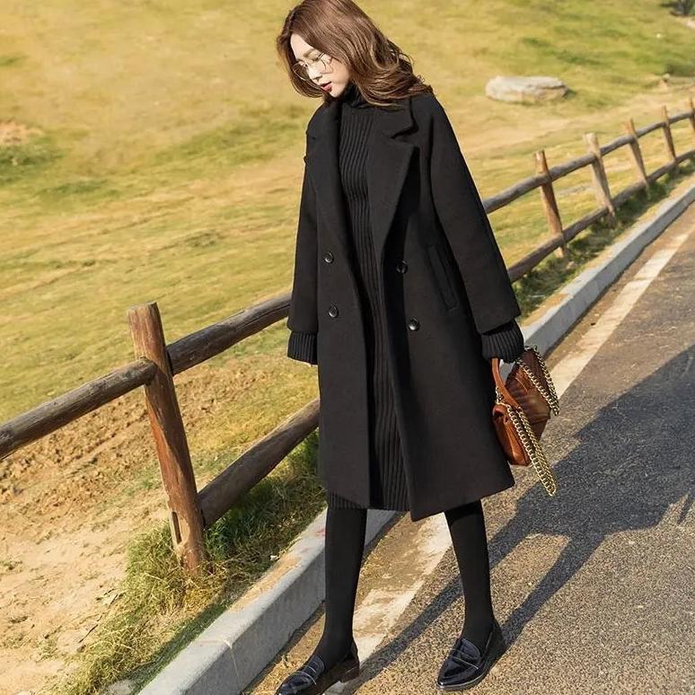 promo jas long coat wanita panjang hangat korea musim dingin