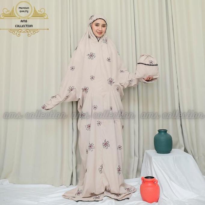 Mukena Terusan Full Bordir Katun Premium Azzahra