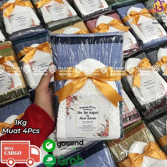 Hampers Sarung + Peci Rajut Souvenir Tahlilan Oleh Oleh Haji Umroh Nabawi Bandung