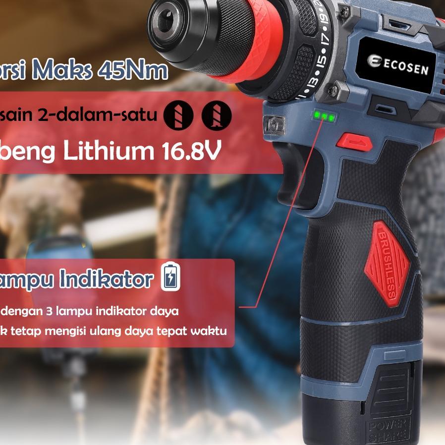 Ecosen 98Vf Mesin Bor Baterai Tangan/Cordless Drill Battery/Bor Cordless Power Drills Kit/Bor Batrai