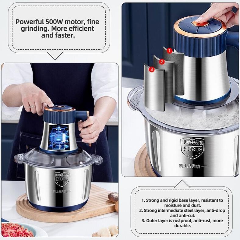 HOT DEALS BLENDER DAGING LISTRIK 5L - Penggiling Stainless Steel 1000W, Chopper Multi Fungsi Untuk D