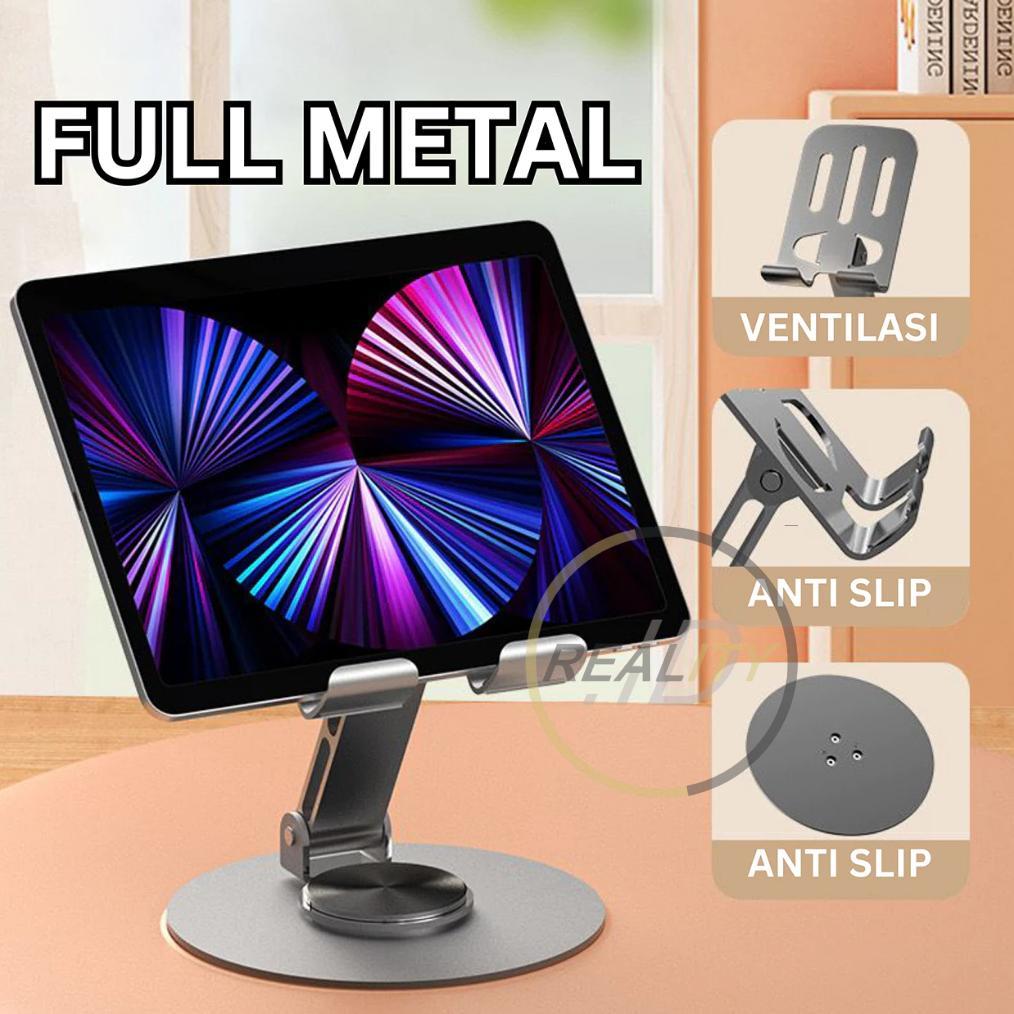 CUCI GUDANG Stand Phone Holder HP Tablet Putar 360 K72 Rotasi HP Tablet Ipad Rotation Full Metal All