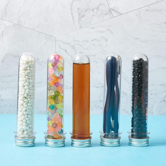 FEWRITZ 10pcs Tabung Plastik Test 40ML Tutup alumunium Clear plastik test tube Hadiah kemasan Tabung
