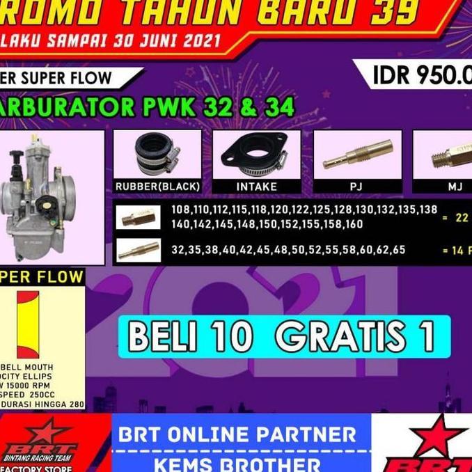 ZISIMAHE KARBURATOR KARBU BRT PWK 32 SUPERFLOW BRT ORIGINAL BRT 100% MOTOR