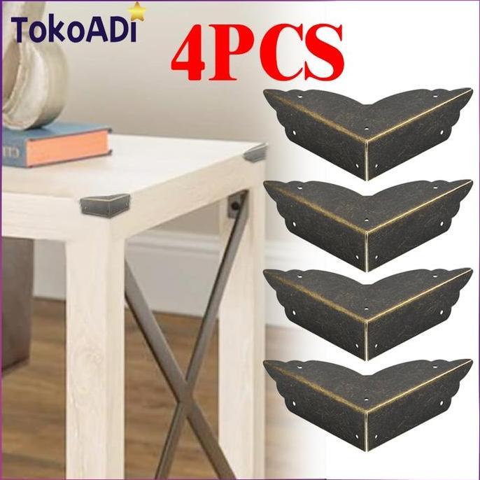 FEWRITZ 4PCS/1SET Perunggu Cover Pelindung Penghias Sudut Siku Pojokan Kotak Koper Meja Box Boks Pet