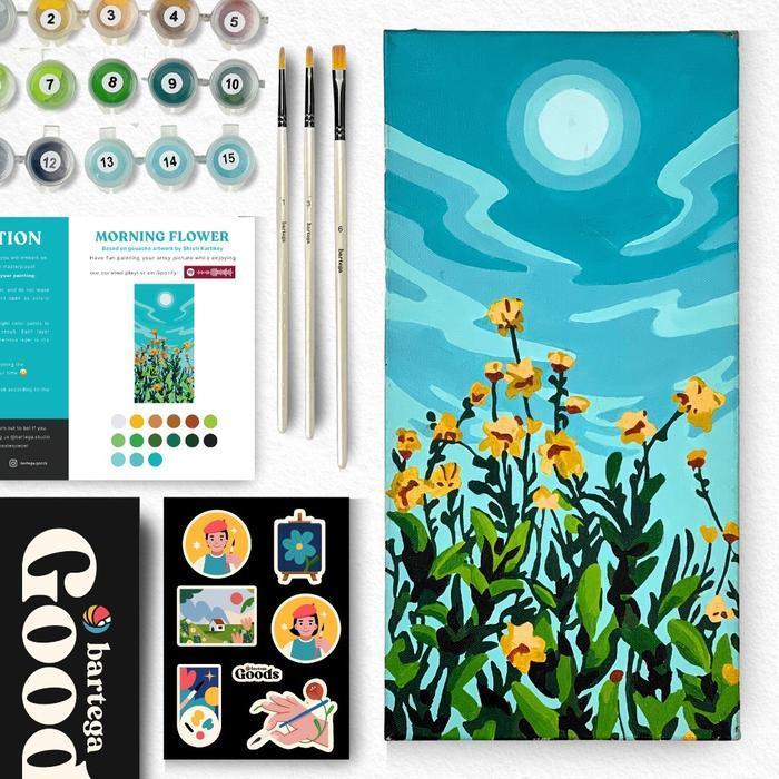 Bisa Cod - Diy Paint By Number Kit : Lukisan Pemandangan Bunga (Morning Flower)