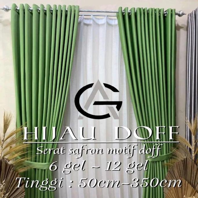 [ HIJAU DOFF ] GORDEN MINIMALIS 6-9-12 GELOMBANG  ELEGAN JENDELA, PINTU, MODEL SMOKRING POLOS MOTOIF