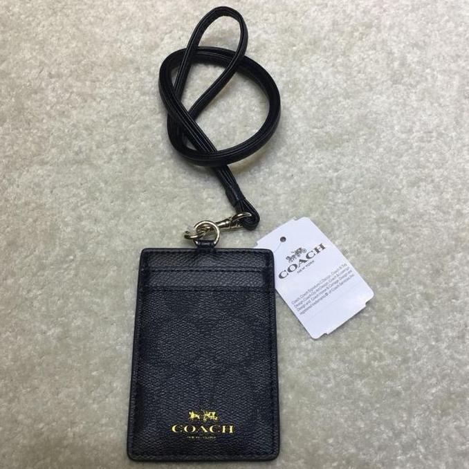 Cod,Bisa- Coach Lanyard Pemegang Kartu Id/Name Tag Diy Lanyard Black 65573