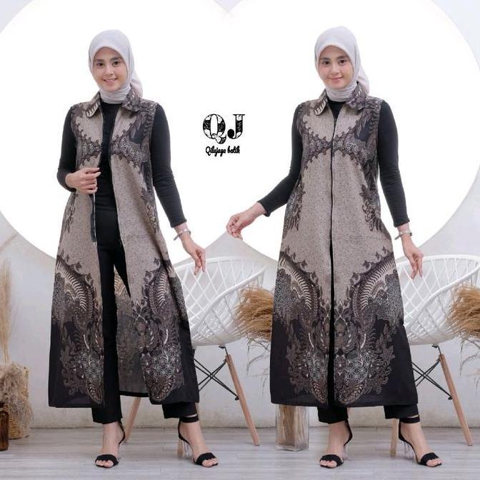 Outer Batik Kardigan, Longkardi, Bahan Katun,Size Ld 100 Sampai Ld 130 Cardigan Sky Blue Brukat Hana