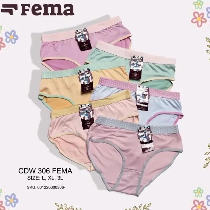 Wkwkwk- 12Pcs Cd Fema 888 Celana Dalam Wanita Katun Polos M L Xl Xxl
