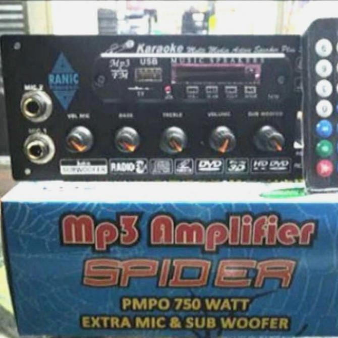 kit power amplifier aktif mic subwoofer plus mp3 usb radio spider