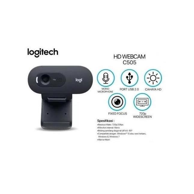 Logitech C505 HD Webcam - Kualitas Video 720p dengan Mikrofon