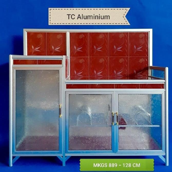 MEJA KOMPOR GAS 128X53X70/115 s MEJA RAK ALUMINIUM SUPER 20U SILVER 3 TU 2 TUNGKU SIMPAN ALAT DAPUR 