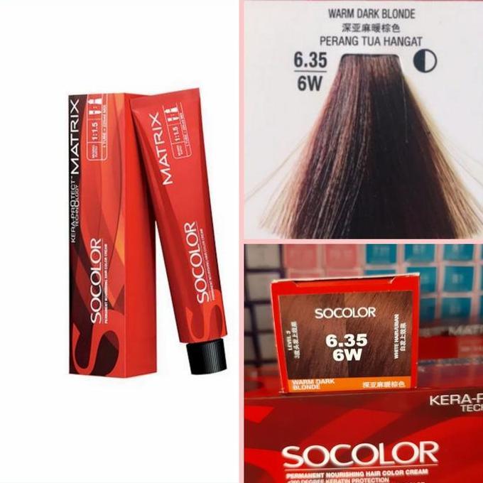Cat Rambut Matrix Socolor + Oxydant 6.35-6W Warm Dark Blonde