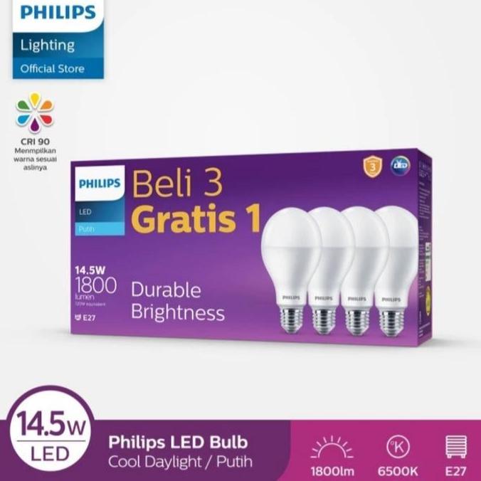 Philips Lampu LED 14.5 Watt PROMO Beli 3 Gratis 1