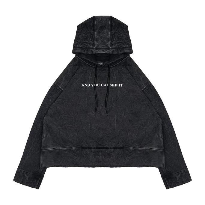 Moxie Hoodie Crop Washed  Oversize Unfinish Unisex Youth