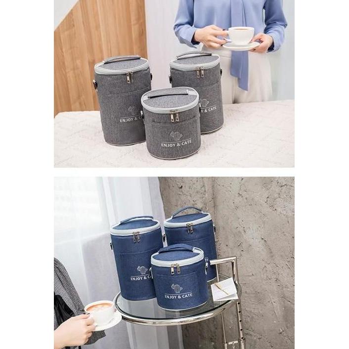 Tas Kotak Bekal Rantang 3 Susun Model Bulat Tas Bekal Lauch Bag