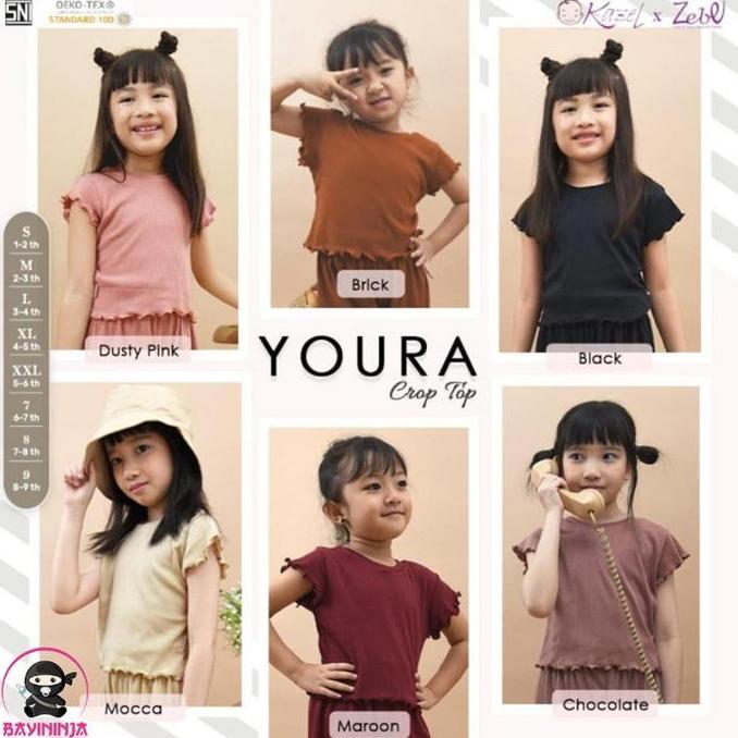 Kazel Youra Crop Top Baju Anak Perempuan 1-9 Tahun