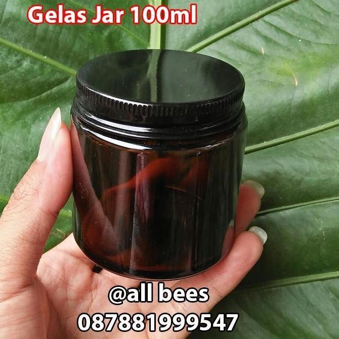 Gelas Jar Amber toples botol 100 ml bahan kaca tutup alumunium food gr