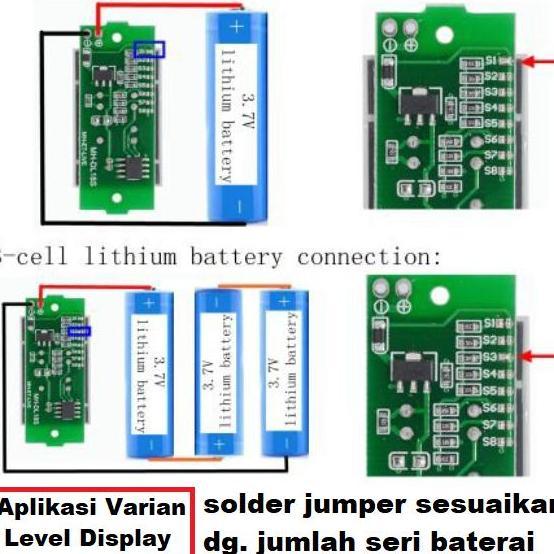 Denki- Battery Charger Level Indicator Aki+Voltmeter /Indikator Baterai 18650