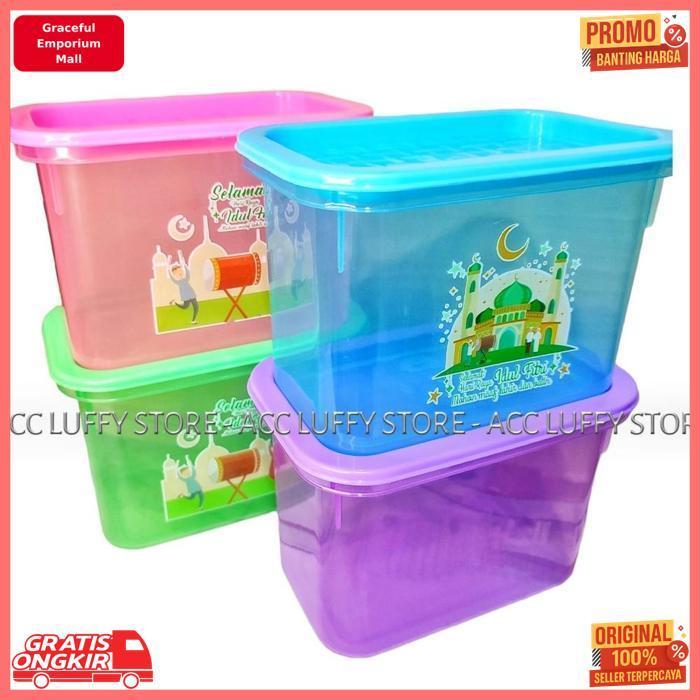 Termurah 6 Pcs Toples Kue Lebaran - Kotak Kue Kering - Toples Plastik Murah - Toples Kotak 1200Ml