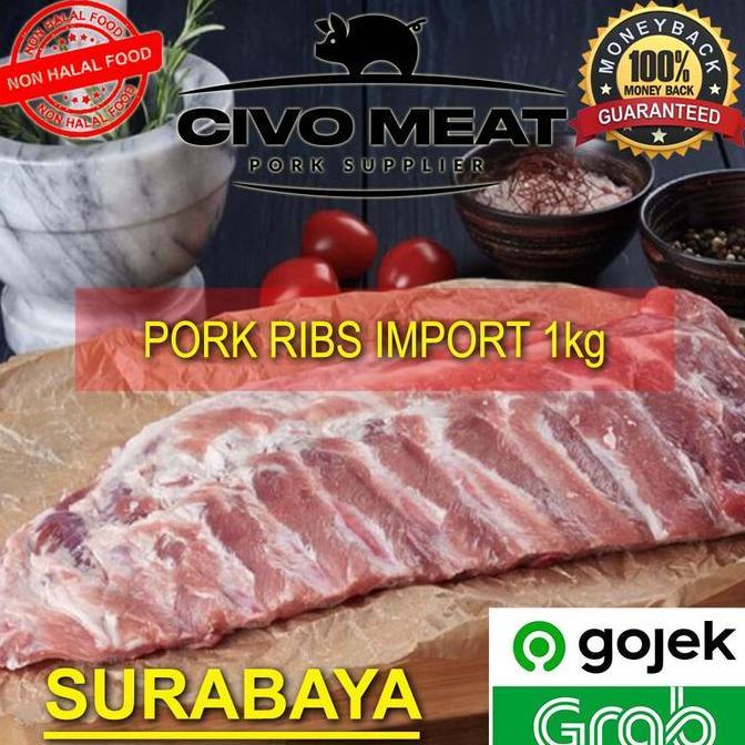 Pork Ribs Import / Iga Babi Murni Spesial DAGING TEBAL - 1kg