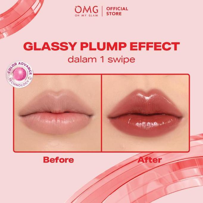 Lipstudio- Omg Oh My Glam Glassy Lip Tint 2G Lip Tint Warna Intense Tahan 12 Jam, Skincare Infused |