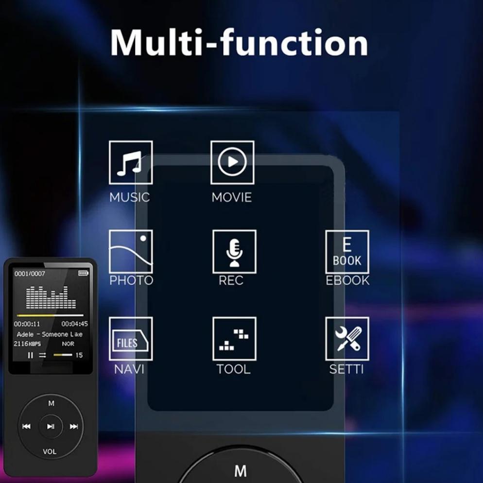 Mp4 Player Bluetooth Radio Fm/ Mp3 Mini Player Bluetooth Speaker Free 32Gb Micro Sd Card Usb/Type C 