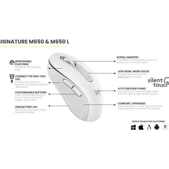 Logitech M650 Signature Wirelles Mouse M650L M 650