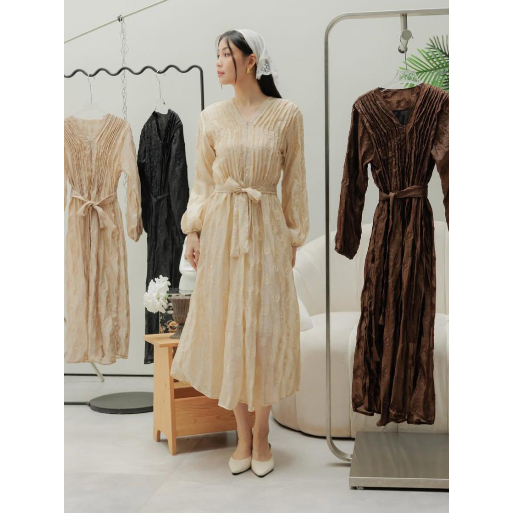 GITA | Gamis Midi | Dress Brukat | Tencel Silk | Elegan Nyaman | Gamis Dress | Midi Dress