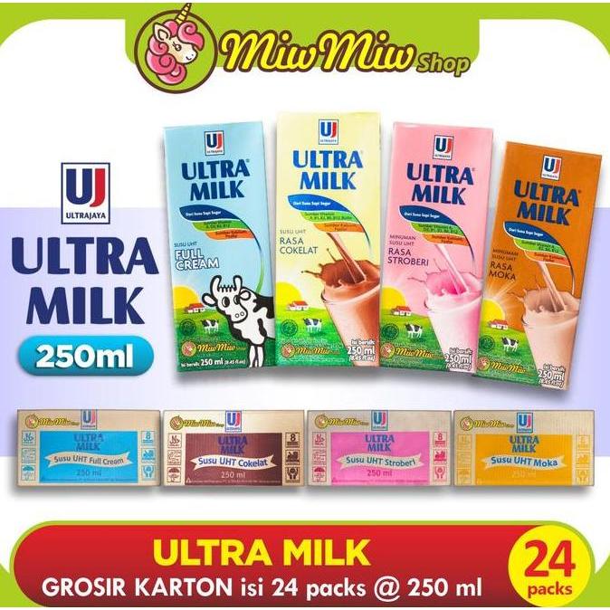 ULTRA MILK (Susu UHT Ultrajaya) 250 ml GROSIR Karton isi 24 Pack