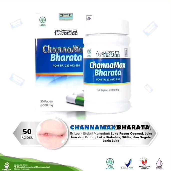 Terlaris......... CHANNAMAX BHARATA Asli BPOM ( 50 Kapsul ) Obat Herbal Mengobati Luka Pasca Oprasi 