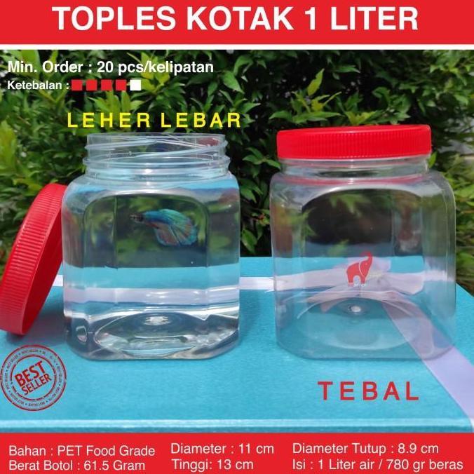 Toples Plastik Kotak Ikan Cupang 1 Liter Tebal