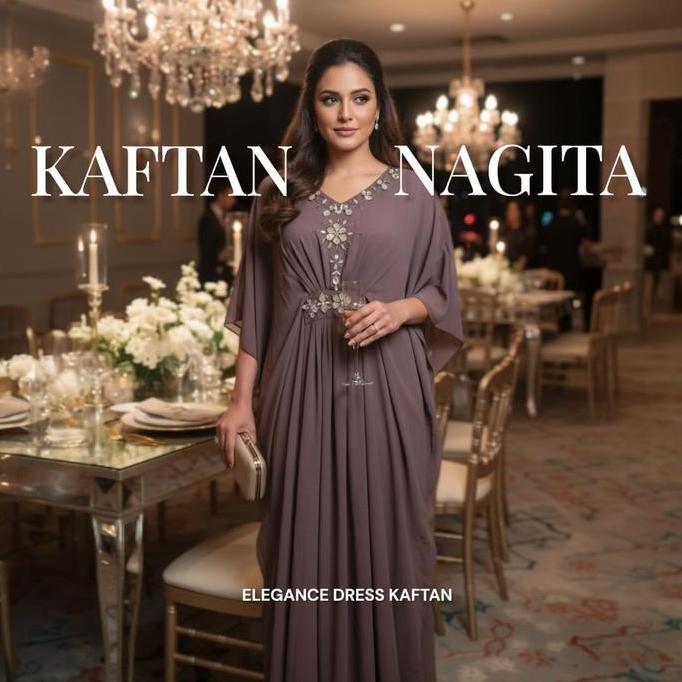 Wxwxw- Dress / Kaftan Nagita Casual Payet Free Inner Gamis Muslim Wanita Dewasa Simple Elegant / Dre