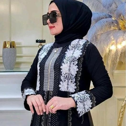 Wxwxw- Myabaya_Store Abaya Turkey Busui Model Bunga Putih 56 Gamis Abaya Arab Hitam Jersey Mix Cerut