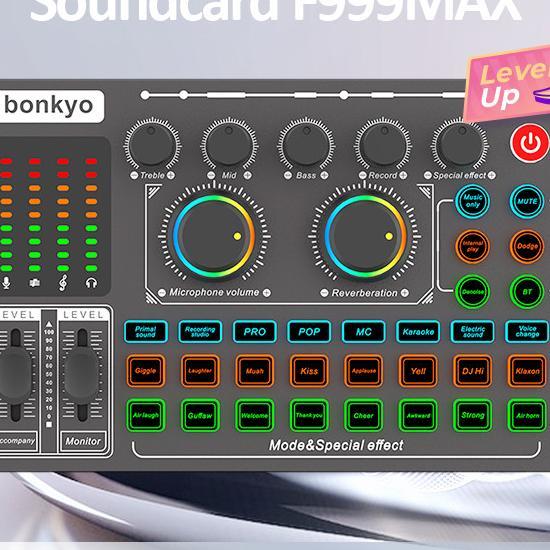 Bonkyo F999Max Sound Card Live Broadcast Equipment Full Set Bluetooth Live Soundcard Bekas Audio Liv