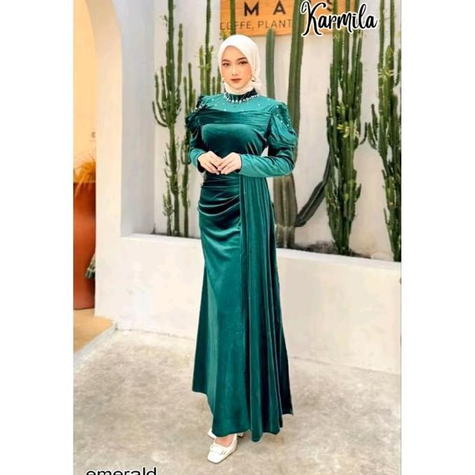 Wxwxw- Karmila - Dress Gamis By Adnbusana | Gamis Pesta Mewah | Baju Kondangan Wanita Kekinian | Dre