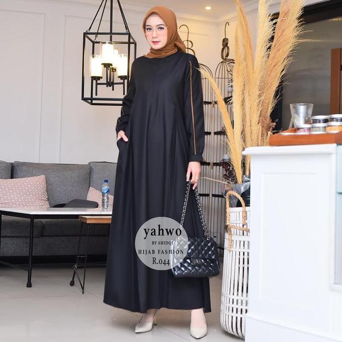 Wxwxw- Dress Wanita Lebaran Terbaru Terlaris.Gamis Warna Hitam.Gamis Putih Busuy.Gamis Toyobo Kombin