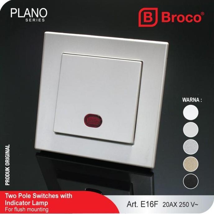 BROCO Saklar 2 Pole Dengan Lampu Plano (E16F)
