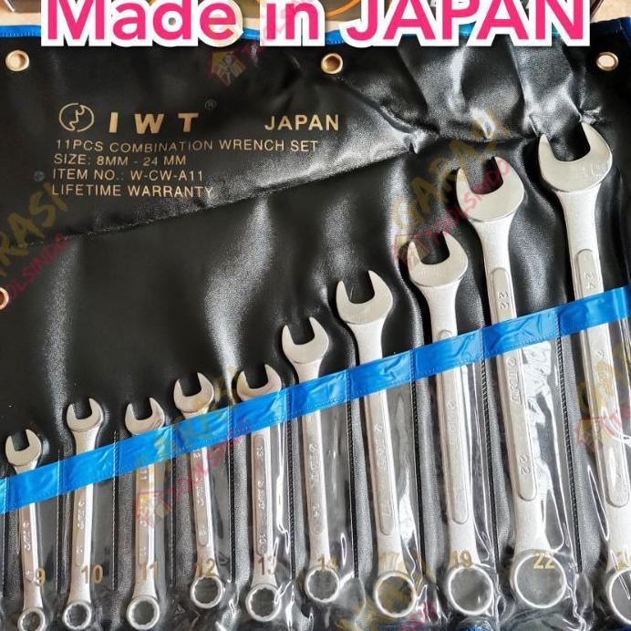 Kunci Ring Pas Iwt Made In Japan 11 Pcs 8 - 24 Mm Kunci Kombinasi Kunci Ring Kunci Pas Ring Pas Set