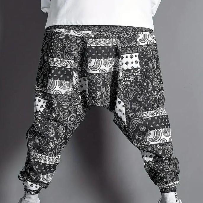 celana panjang harem pria etnik casual musim semi longgar
