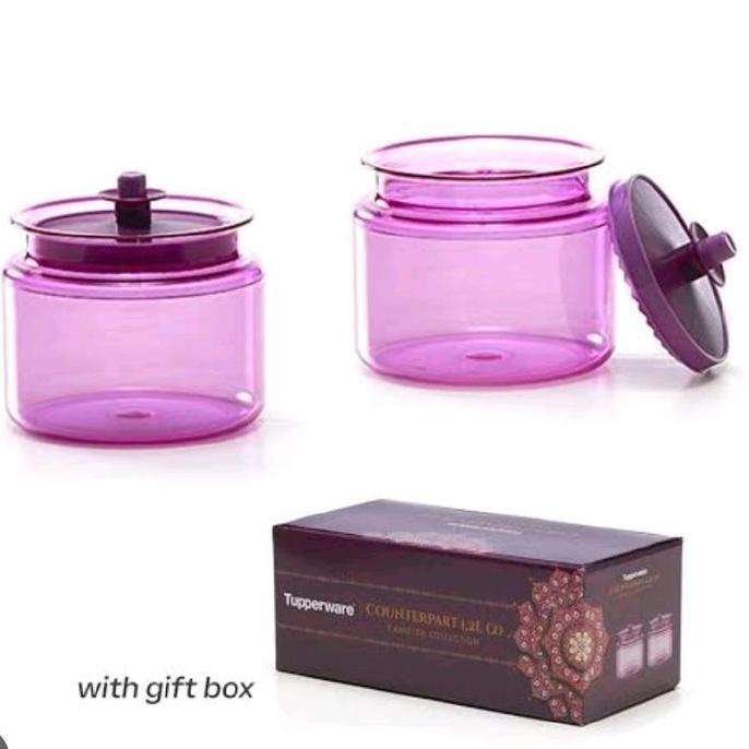 Grosir Counterpart 1.2Liter Counterpart 1.2 Liter Tupperware Toples Isi 2 Free Box Ungu Purple