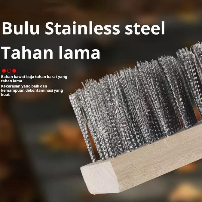 Sikat kawat stainless steel pegangan panjang kawat baja sikat pencucian lantai sikat pegangan panjan